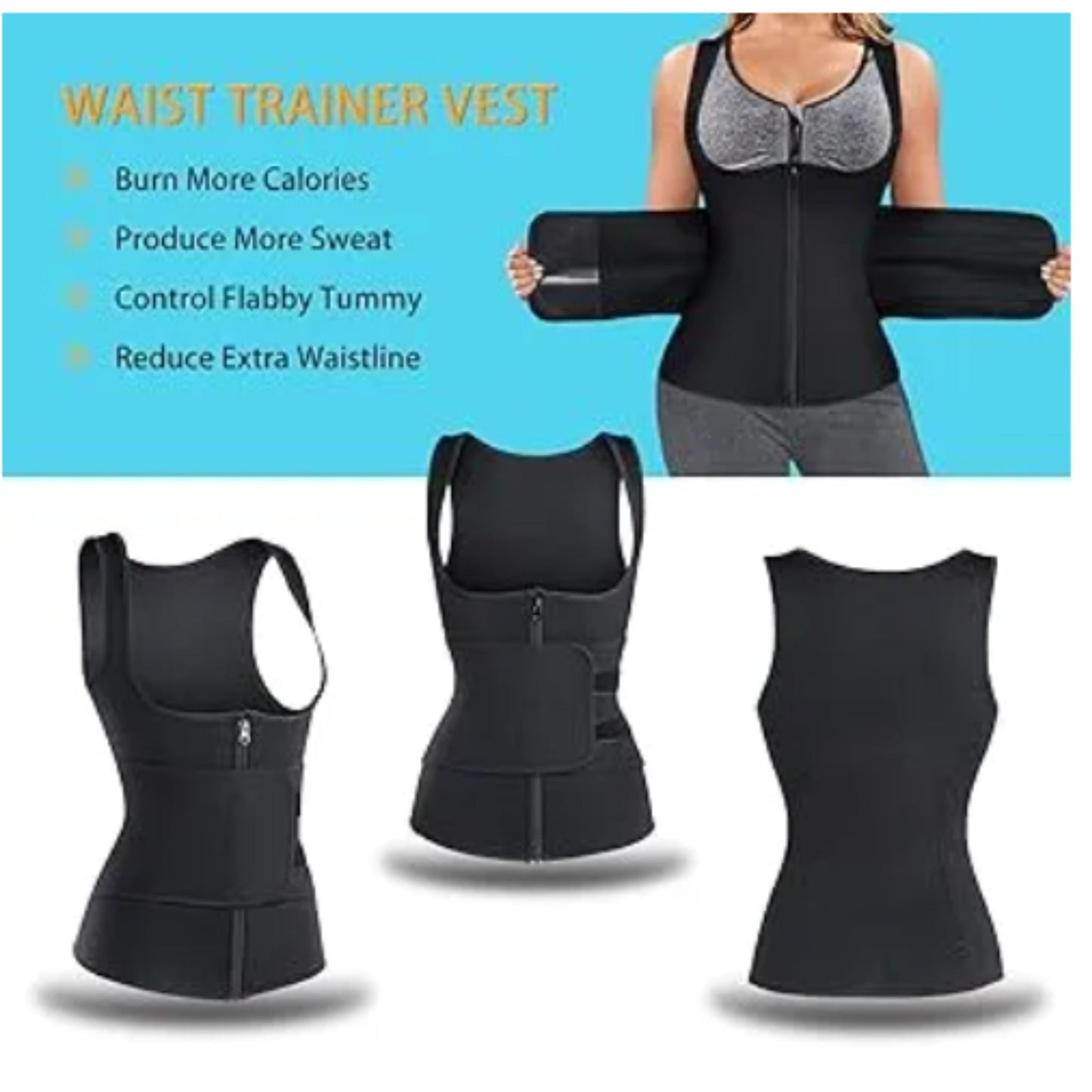 Women's Slimming Shirt | Zipper & Waist Belt | Hot Body Shaper