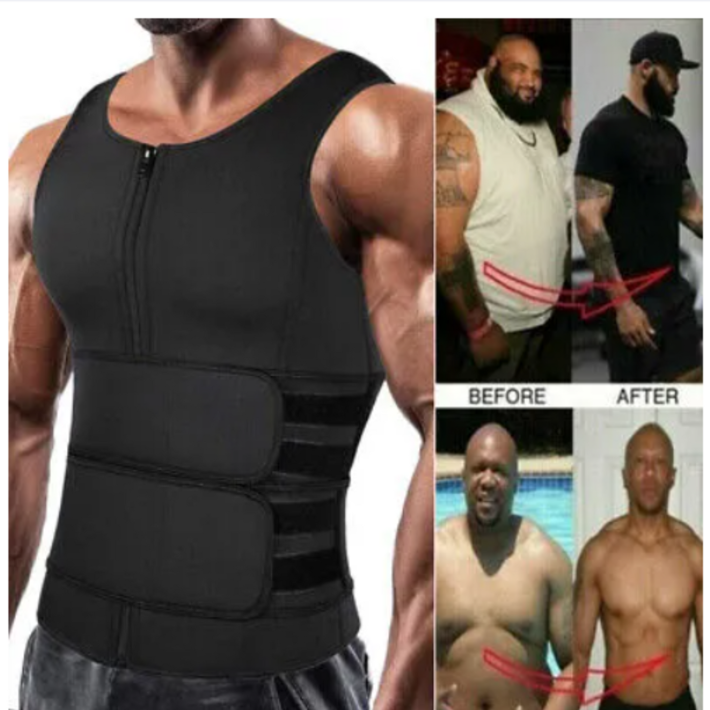 Neoprene Zipper Slimming Shirt with Belt | Men’s Hot Shaper