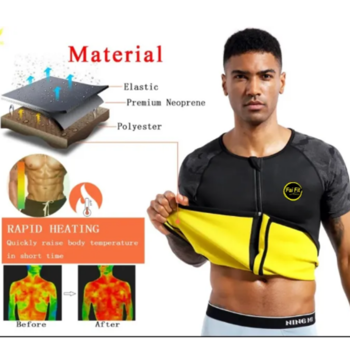 Unisex Neoprene Slimming Vest with Zipper - Hot Body Shaper