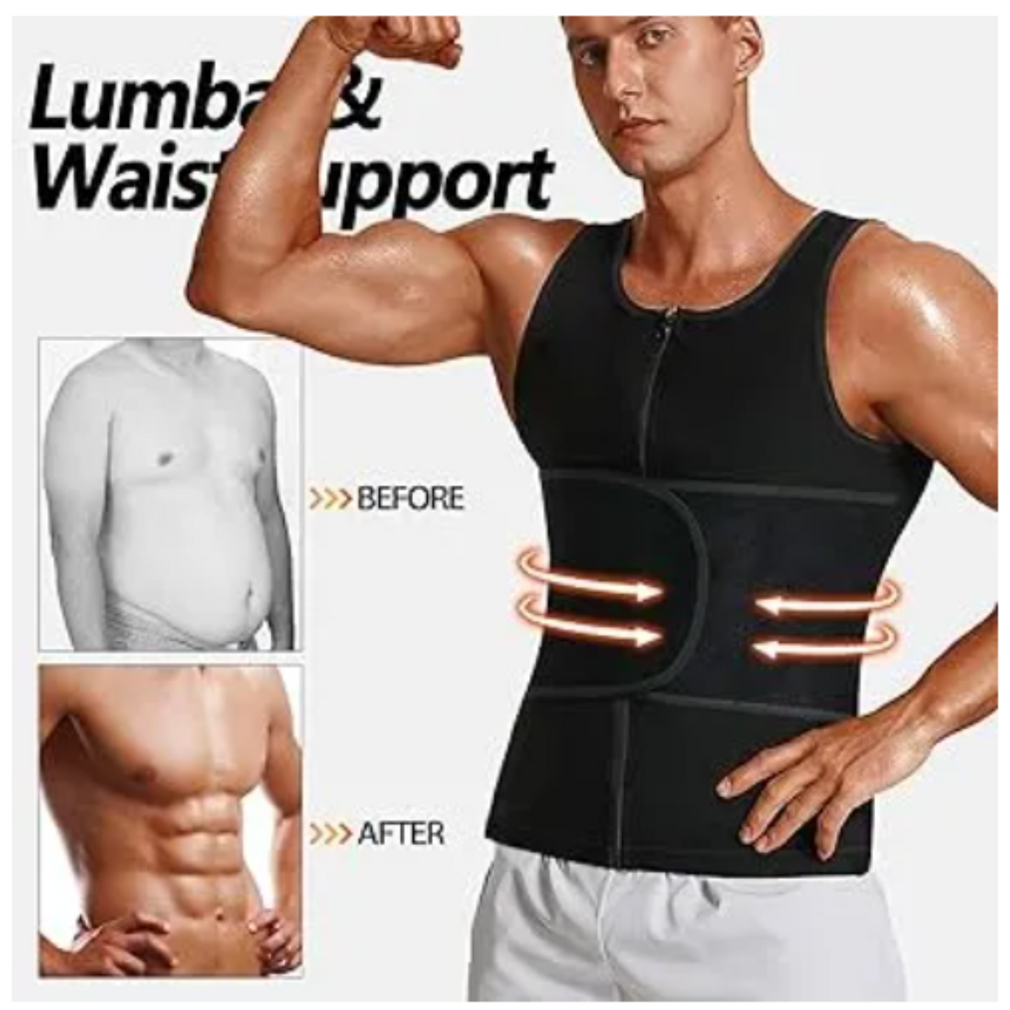 Neoprene Zipper Slimming Shirt with Belt | Men’s Hot Shaper