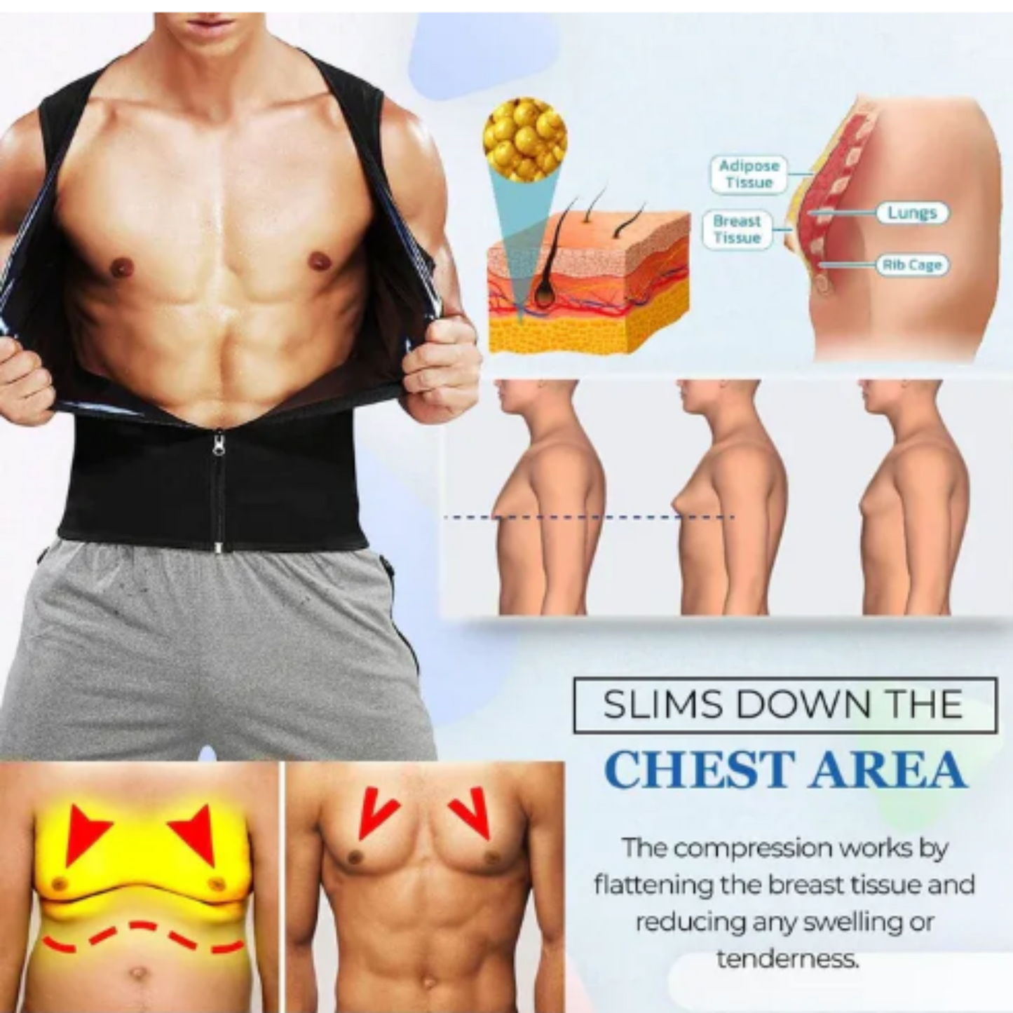 Men's Zipper Neoprene Slimming Shirt - Hot Body Shaper