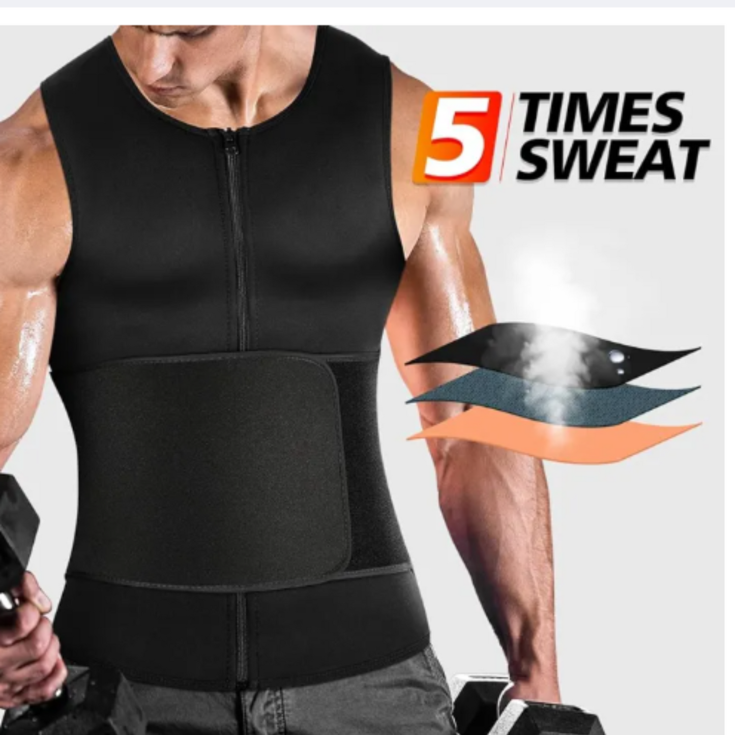 Neoprene Zipper Slimming Shirt with Belt | Men’s Hot Shaper