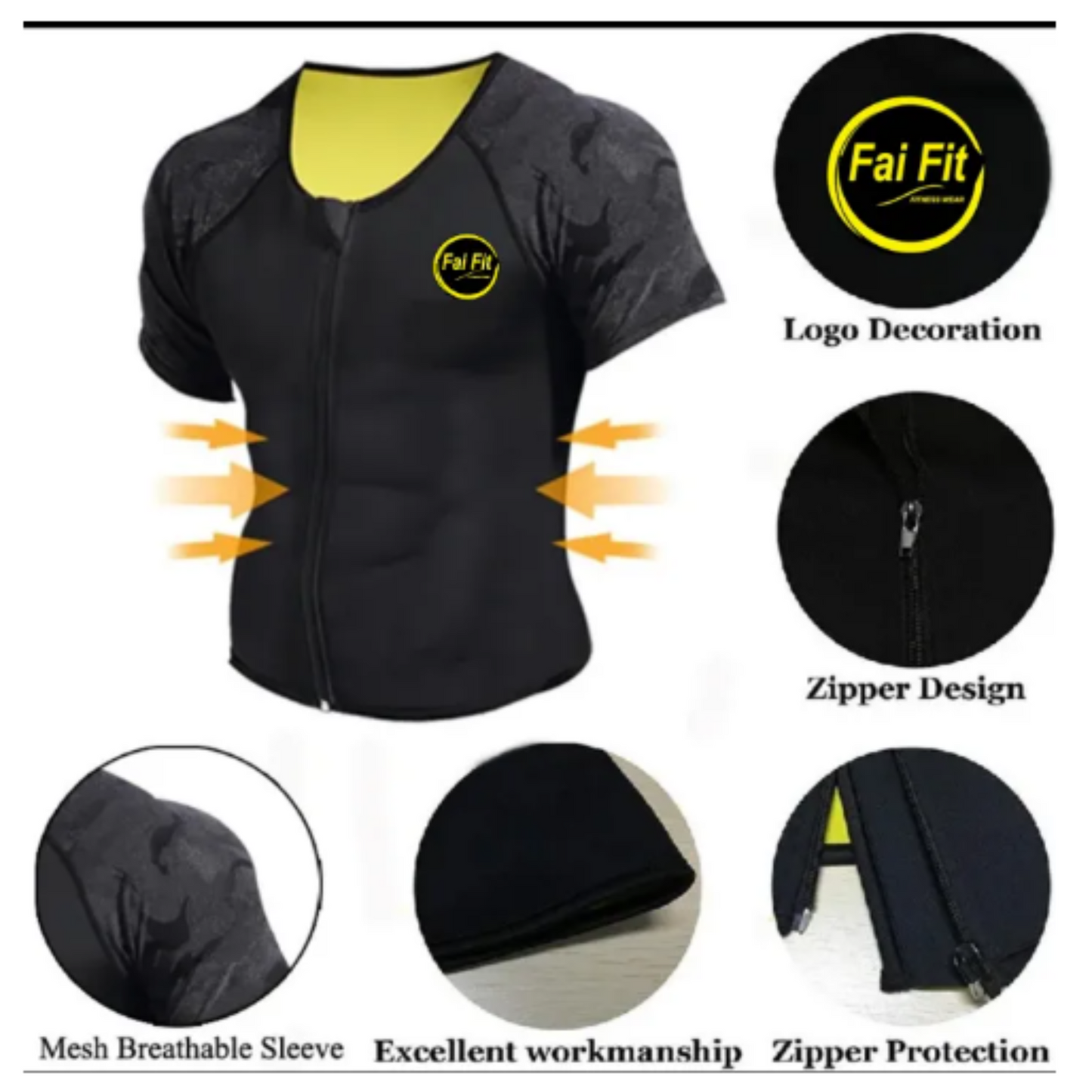 Unisex Neoprene Slimming Vest with Zipper - Hot Body Shaper