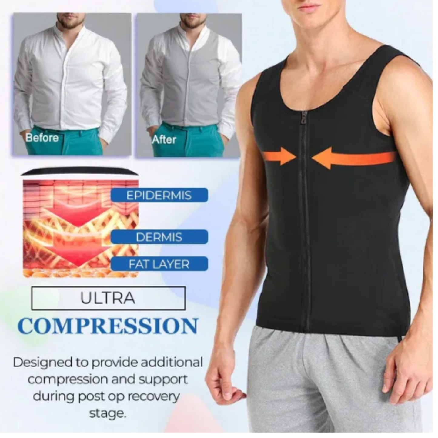 Men's Zipper Neoprene Slimming Shirt - Hot Body Shaper