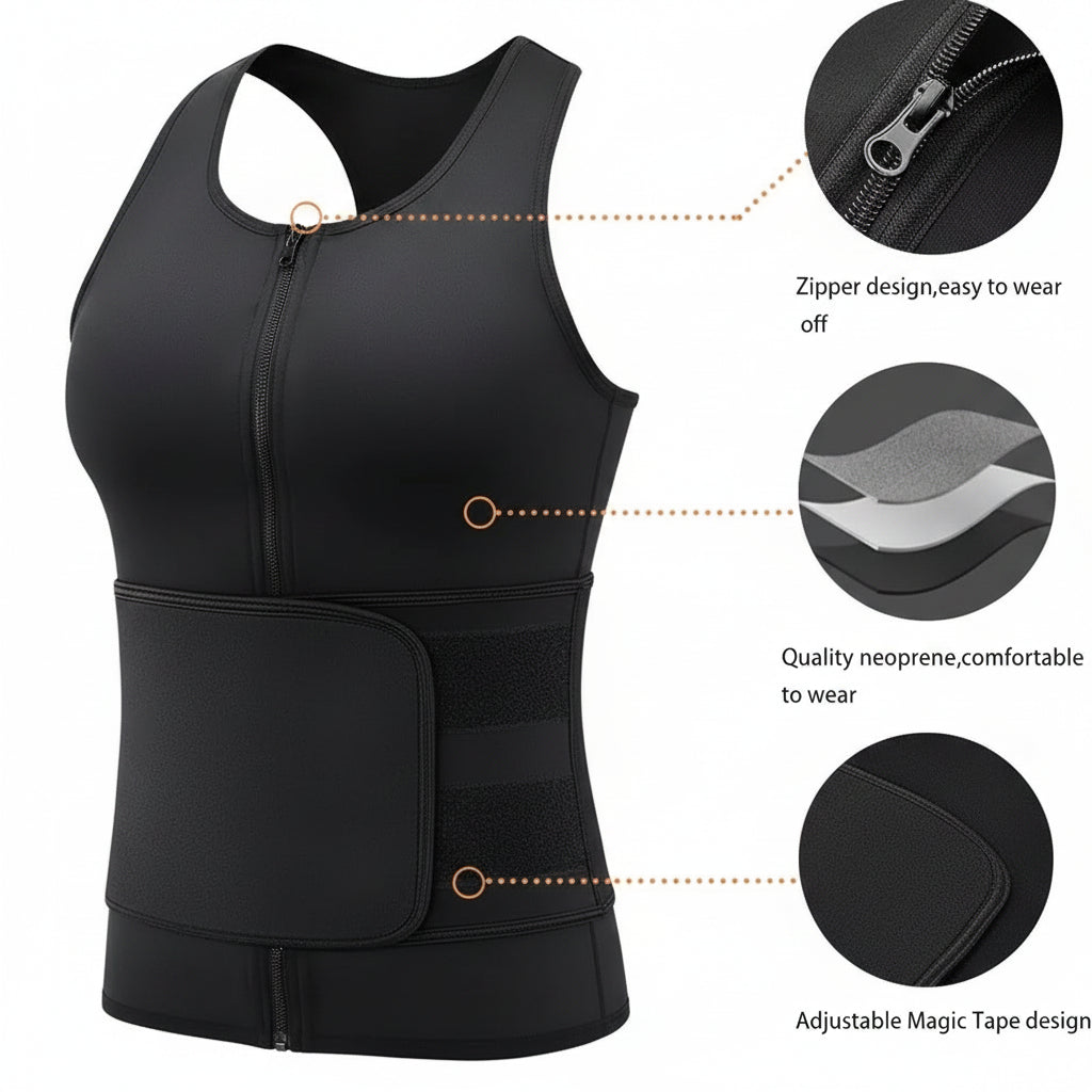 Zipper Cami Men Vest+Waist Trainer