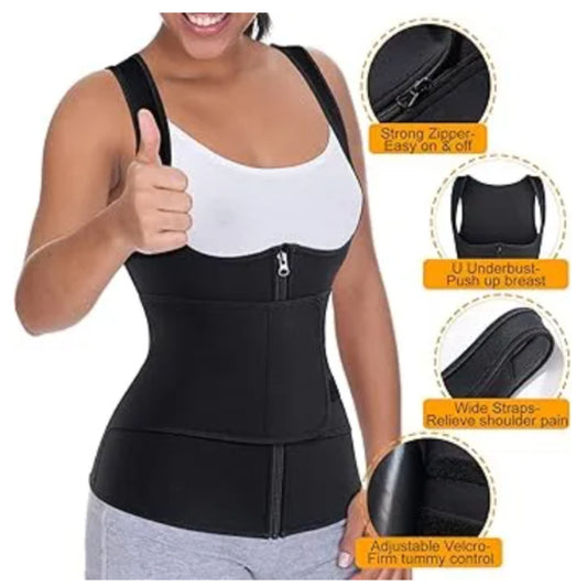 Women's Slimming Shirt | Zipper & Waist Belt | Hot Body Shaper