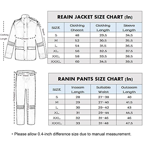 Rain Suit Waterproof for Men & Women – Breathable Lightweight Jacket & Pants Set for Motorcycle, Hiking, Fishing, Golf & Camping
