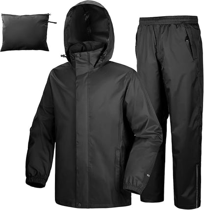 Rain Suit Waterproof for Men & Women – Breathable Lightweight Jacket & Pants Set for Motorcycle, Hiking, Fishing, Golf & Camping