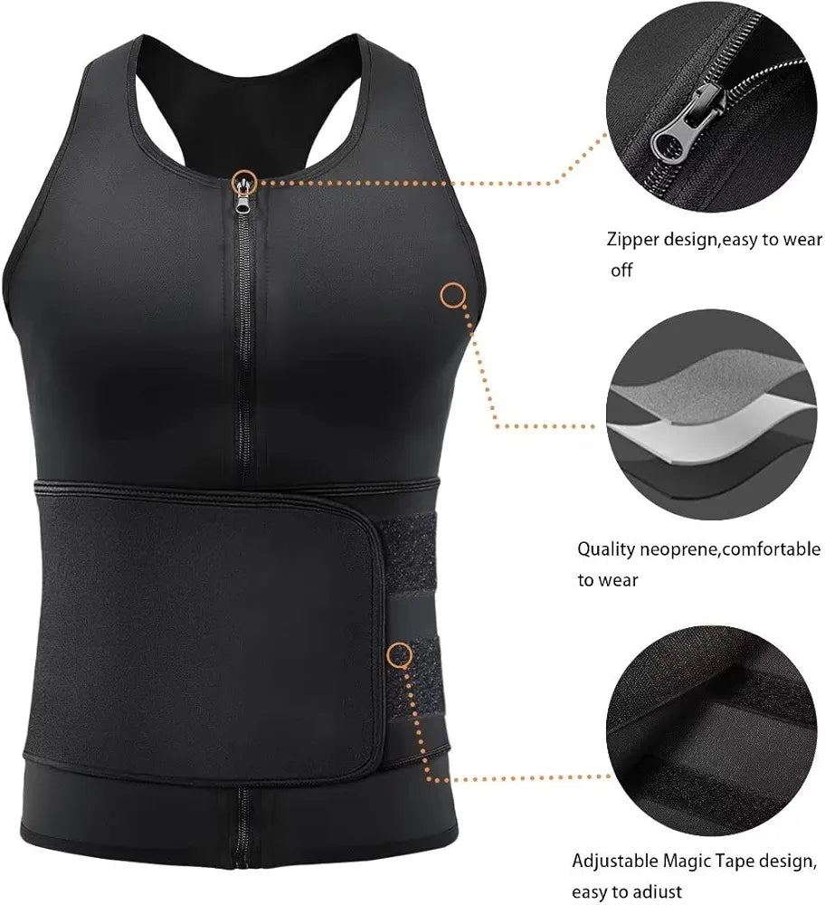 Zipper Cami Men Vest+Waist Trainer