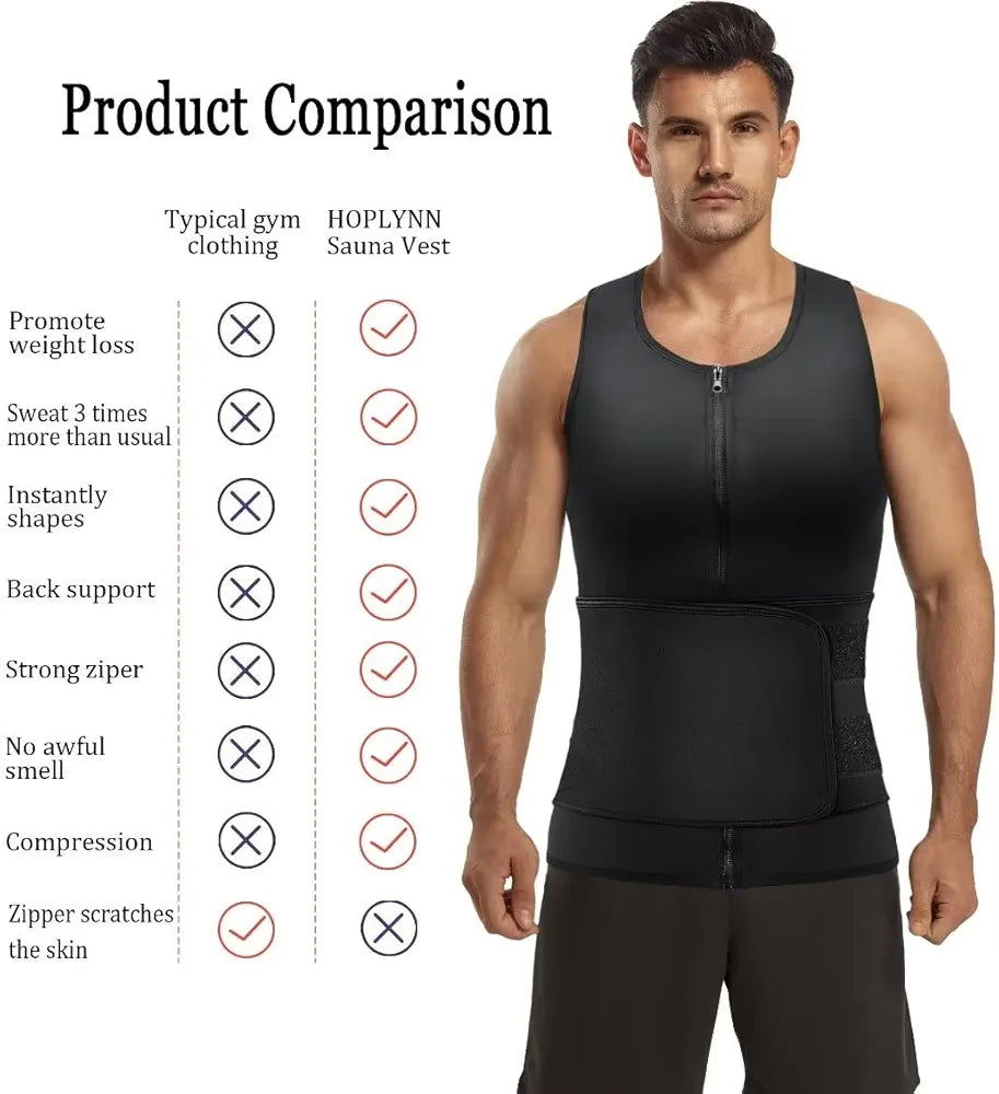 Zipper Cami Men Vest+Waist Trainer