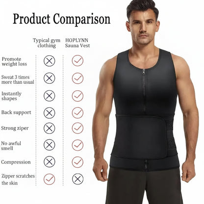 Zipper Cami Men Vest+Waist Trainer