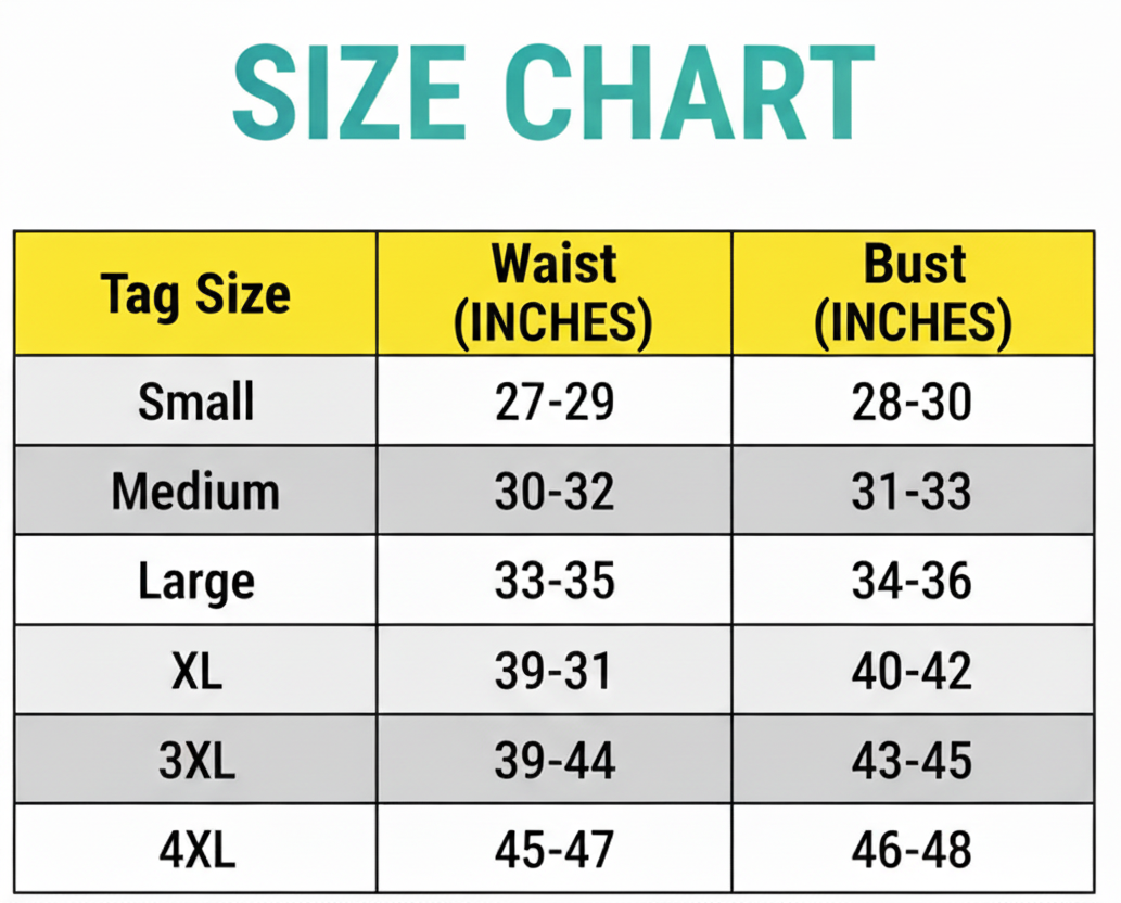 Size Chart with Bust